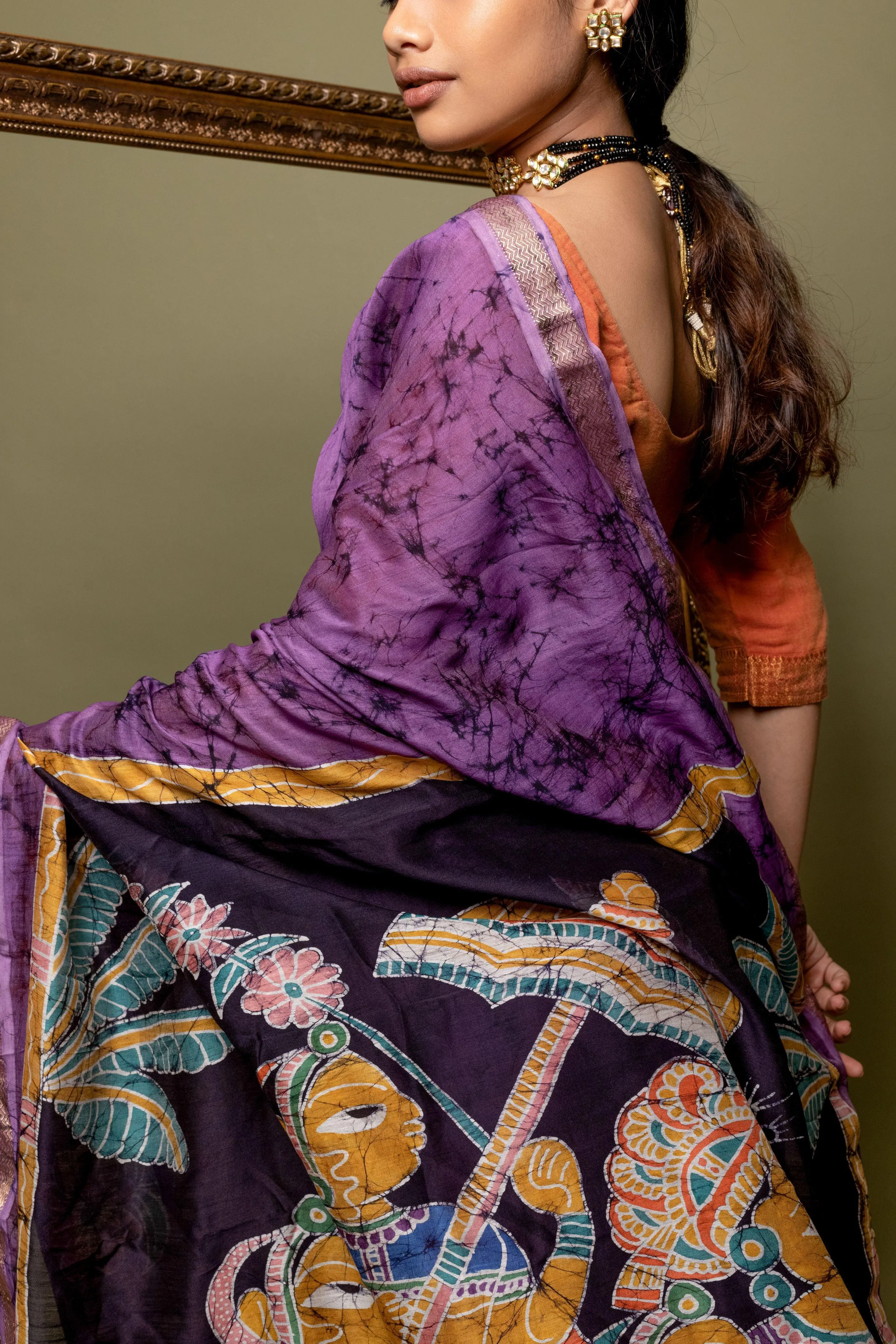 Narmada - Bageecha Batik Phad Maheswari saree