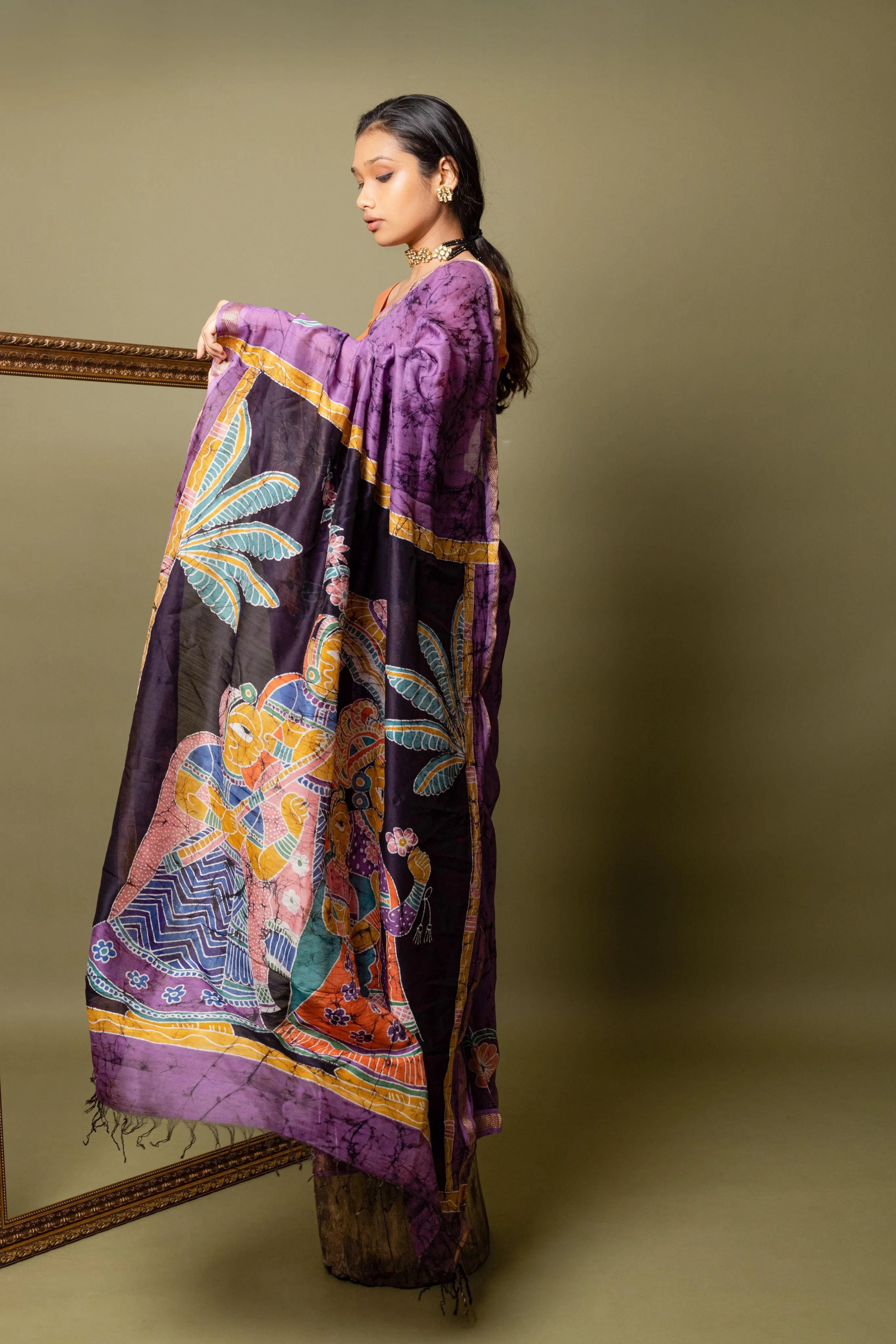 Narmada - Bageecha Batik Phad Maheswari saree