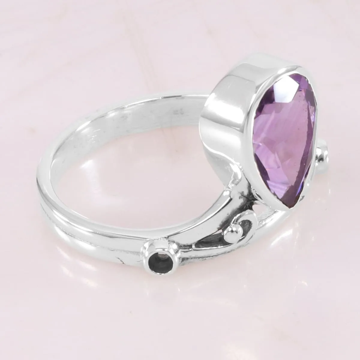 Natural Purple Amethyst Ring, 925 Sterling Silver Ring, Teardrop Amethyst Ring, Gemstone Ring, Birthstone Ring