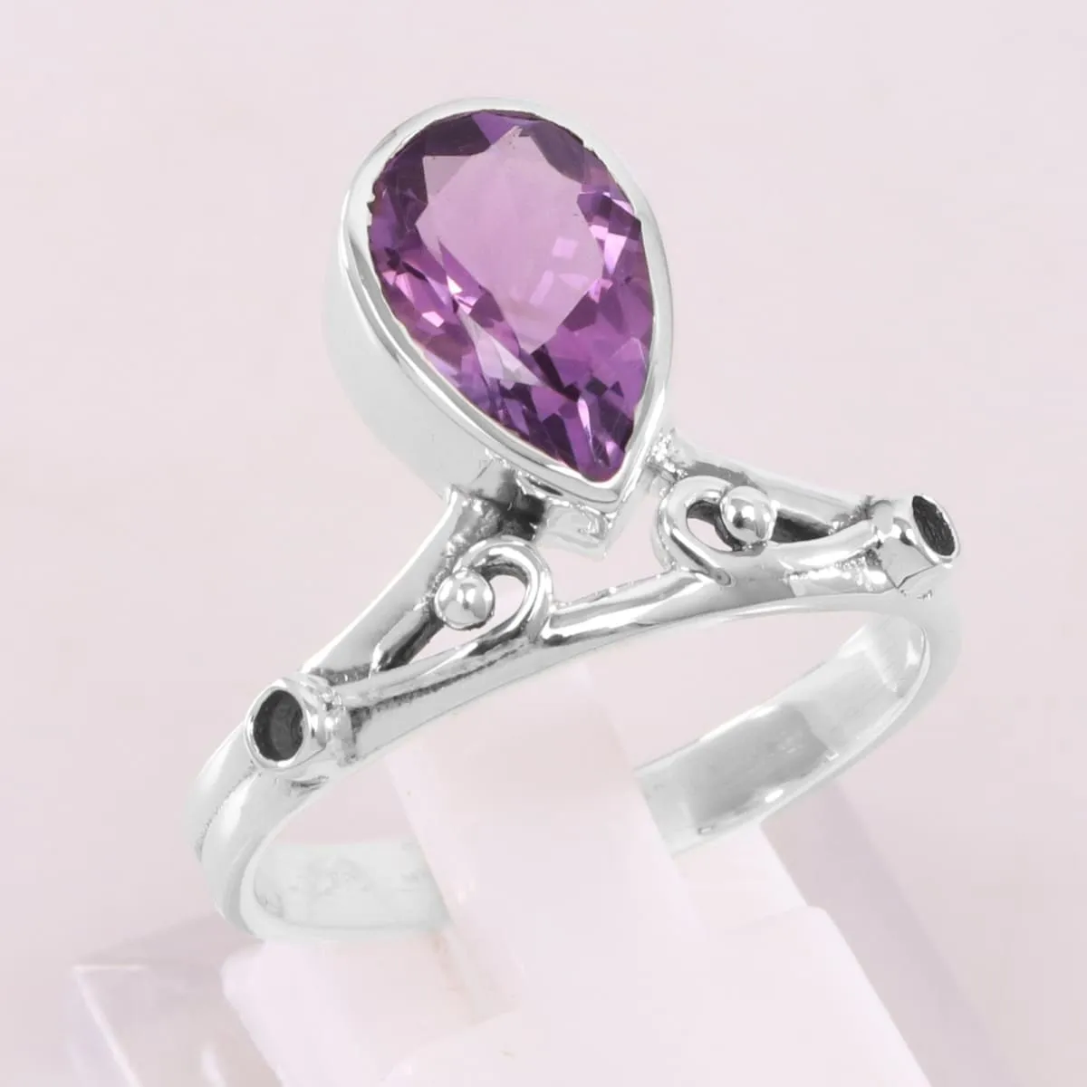 Natural Purple Amethyst Ring, 925 Sterling Silver Ring, Teardrop Amethyst Ring, Gemstone Ring, Birthstone Ring