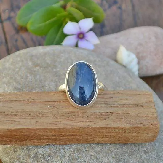 Natural Sky Blue Kyanite Gemstone Ring- Handmade 925 Sterling Silver Bezel Ring- Solitaire Birthstone Gift Ring Kyanite Jewelry, Nickel Free