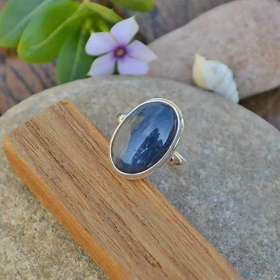 Natural Sky Blue Kyanite Gemstone Ring- Handmade 925 Sterling Silver Bezel Ring- Solitaire Birthstone Gift Ring Kyanite Jewelry, Nickel Free