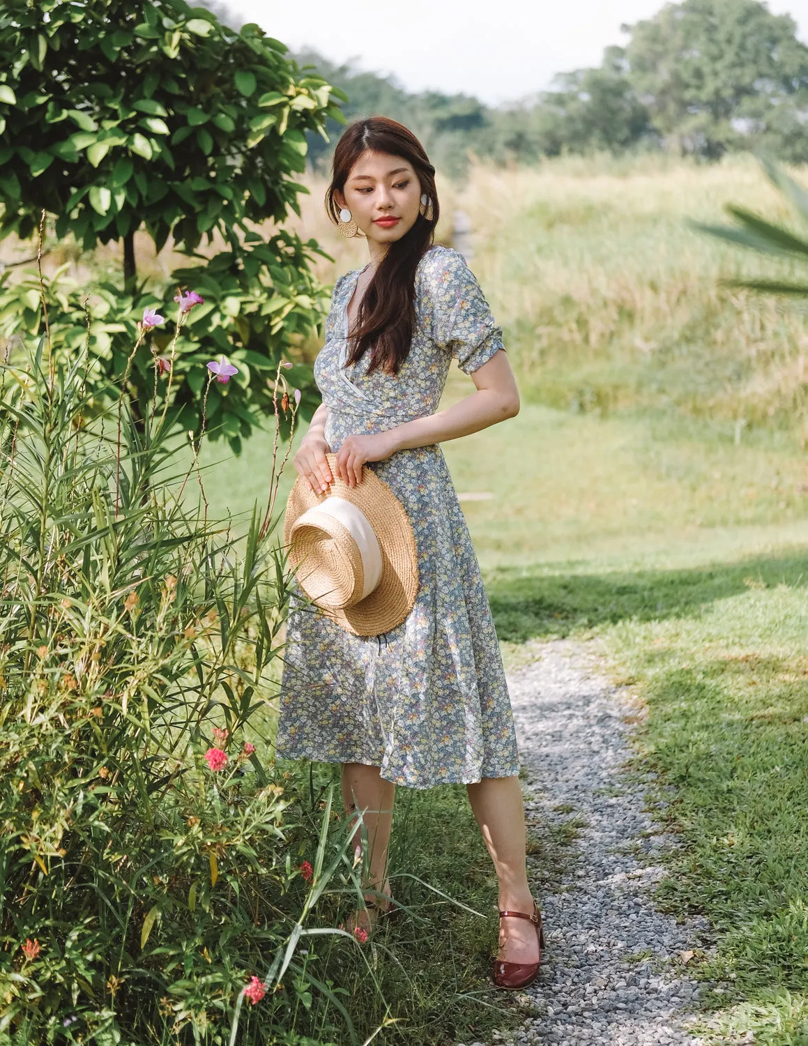 Nyla Floral Dress in Blue