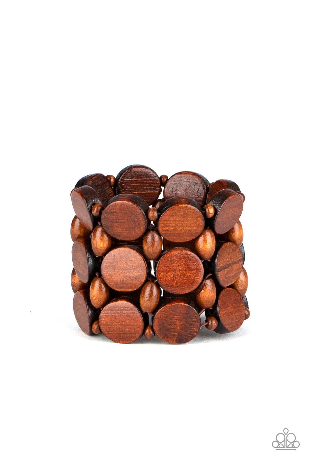 Paparazzi Cruising Coronado - Brown Wooden Bracelet