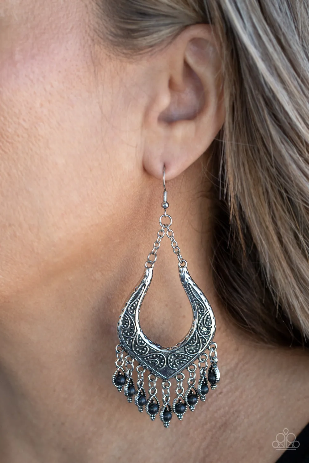 Paparazzi Earring ~ Sahara Fiesta - Black