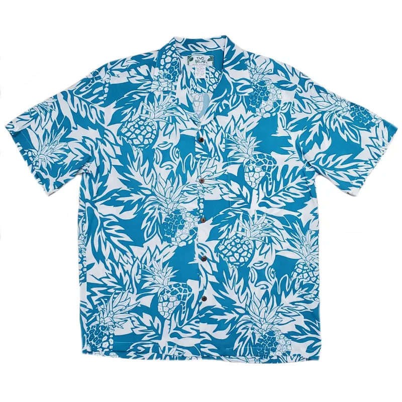 Pineapple Print Hawaiian Shirt | Blue