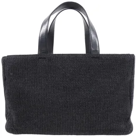 Prada Vintage Grey Knit East West Tote Bag