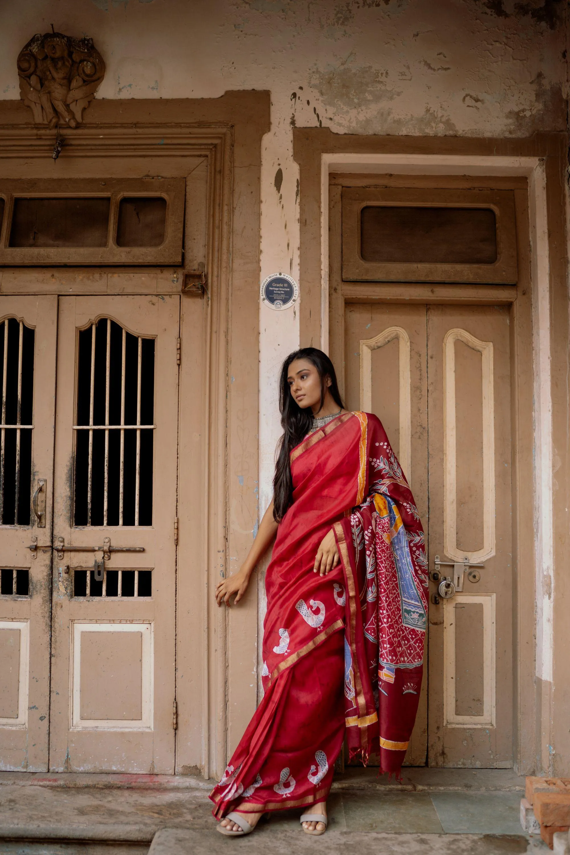 Ragini Bagh    -  Narmada Batik Maheswari saree