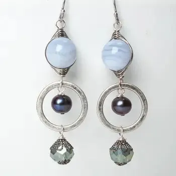 Reflections Blue Lace Agate Dangles by Anne Vaughan