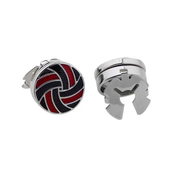 Round Black & Red Swirl Swank Cufflinks