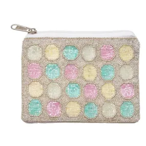 Round Seed Beaded Mini Pouch Bag