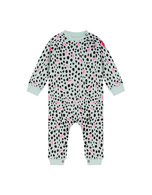 SCAMP & DUDE - Green Cheetah with Lightening Bolt Romper Sleepsuit