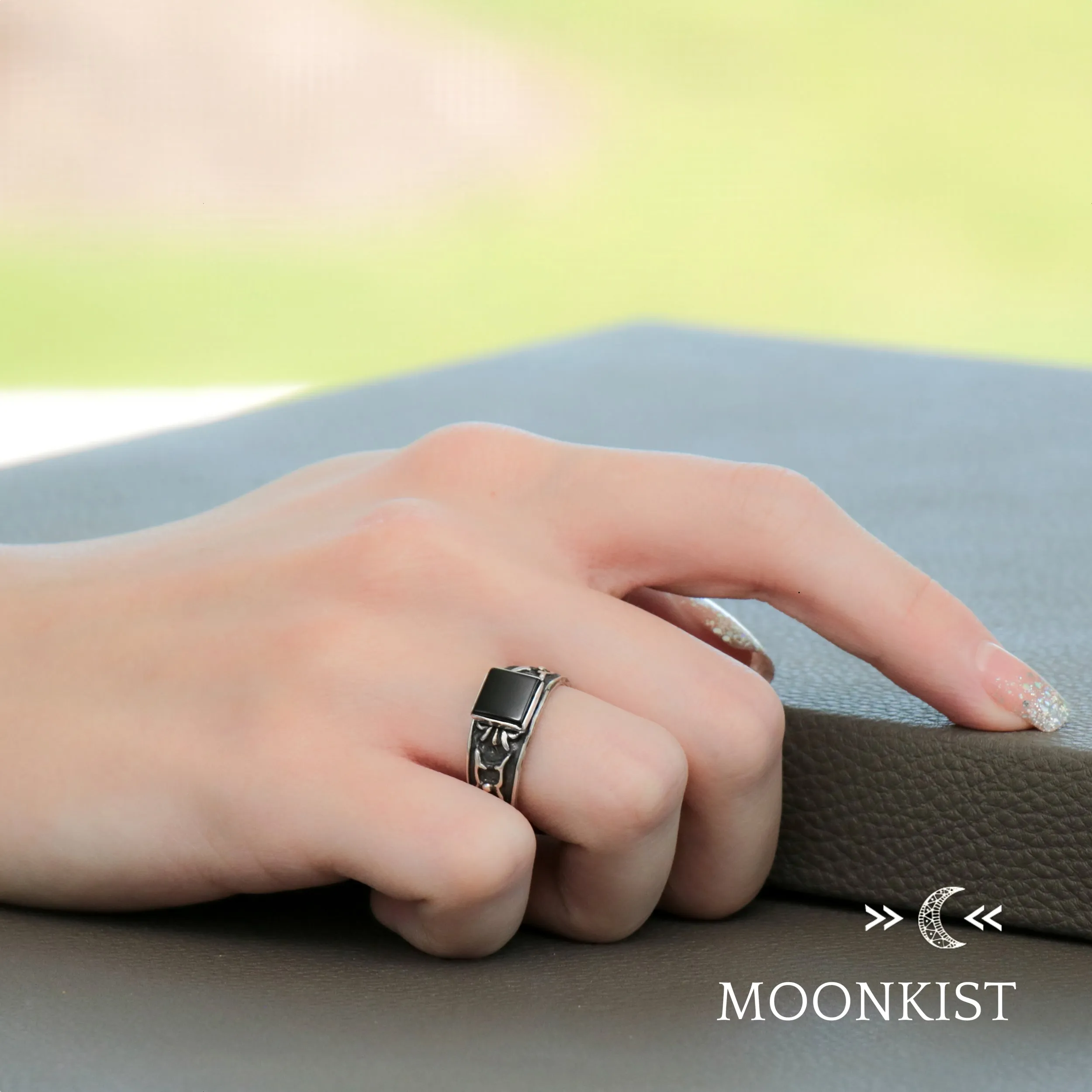 Square Black Onyx Silver Ring | Moonkist Designs