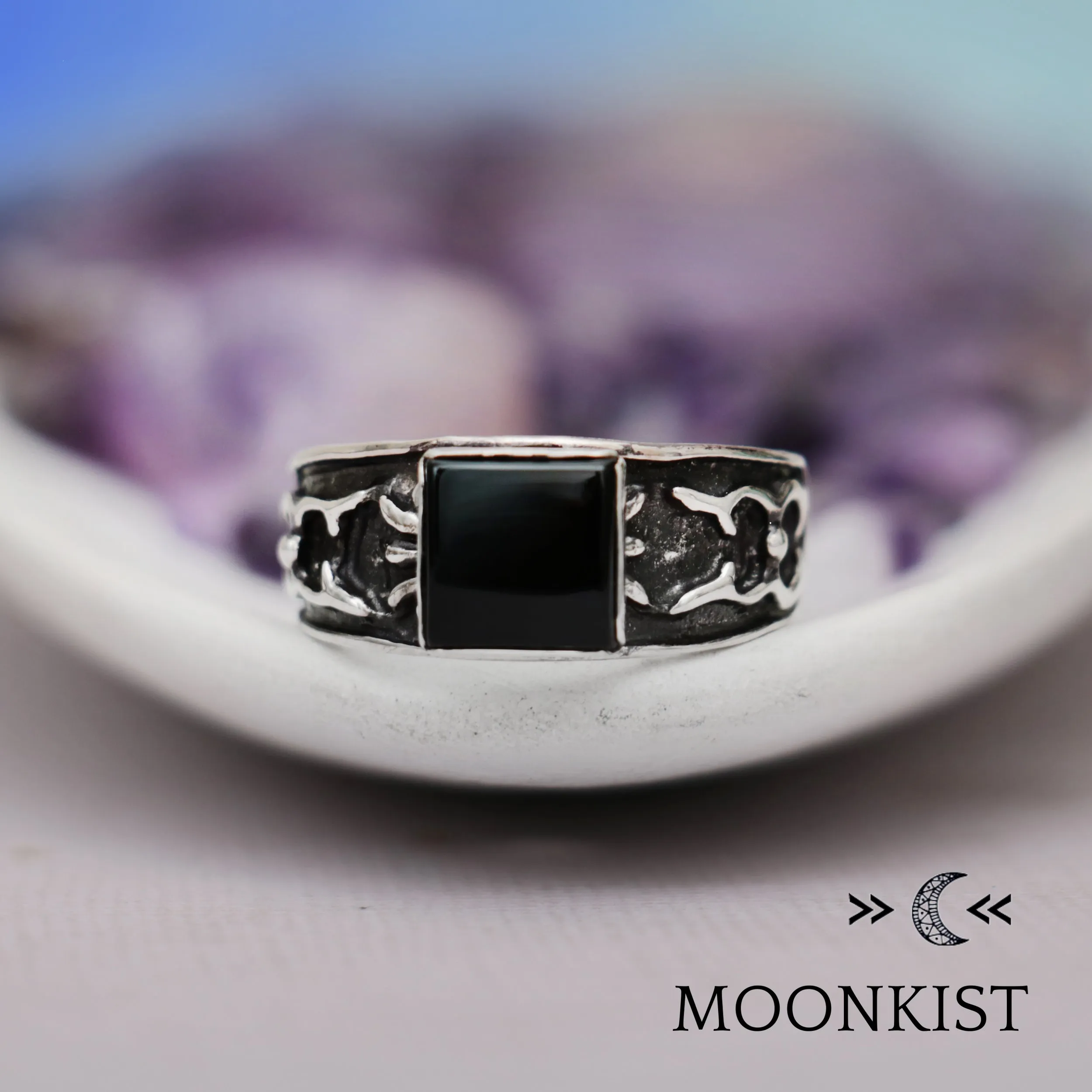 Square Black Onyx Silver Ring | Moonkist Designs