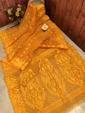 Sunset Yellow Color Jamdani Saree