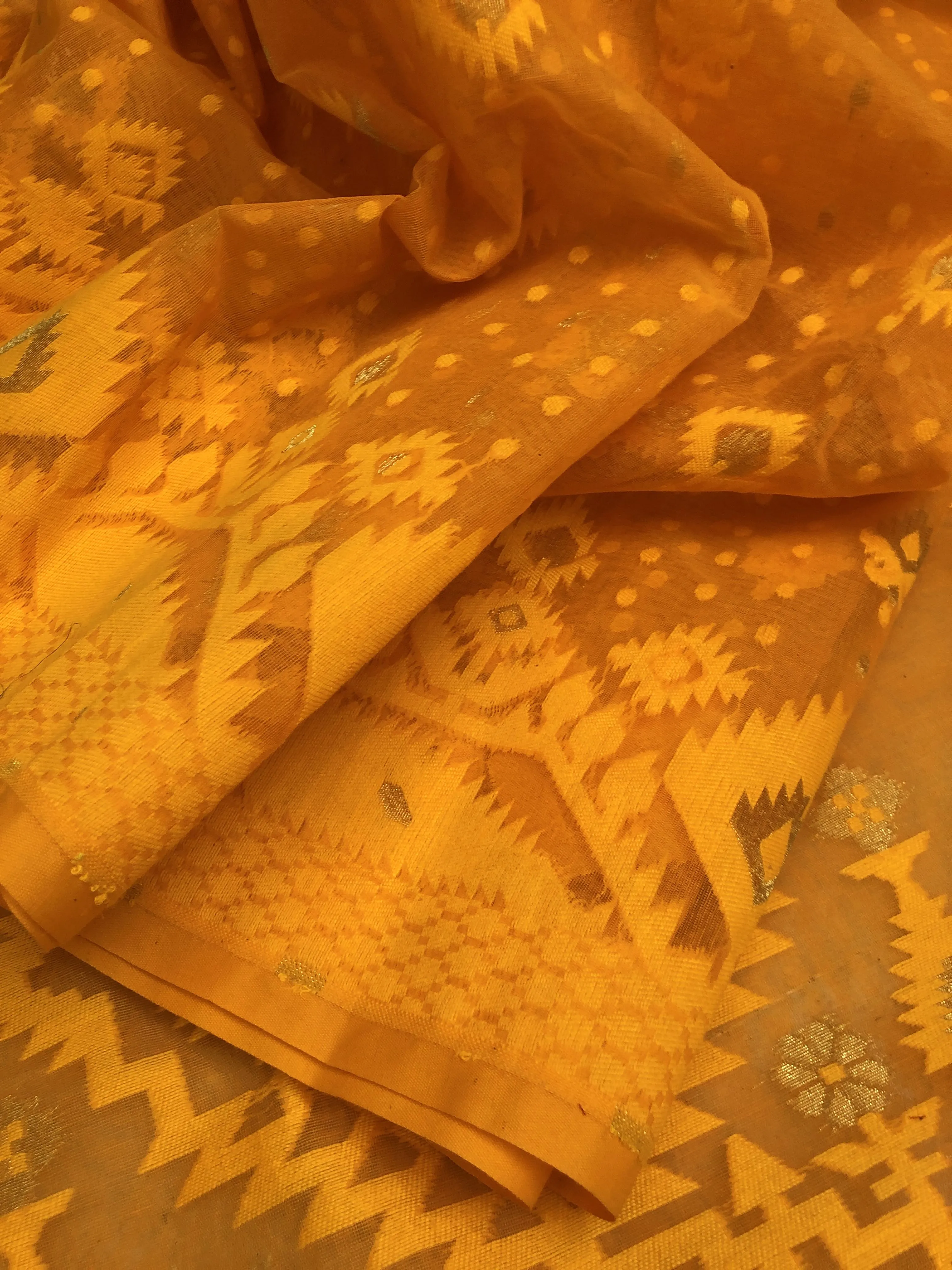 Sunset Yellow Color Jamdani Saree