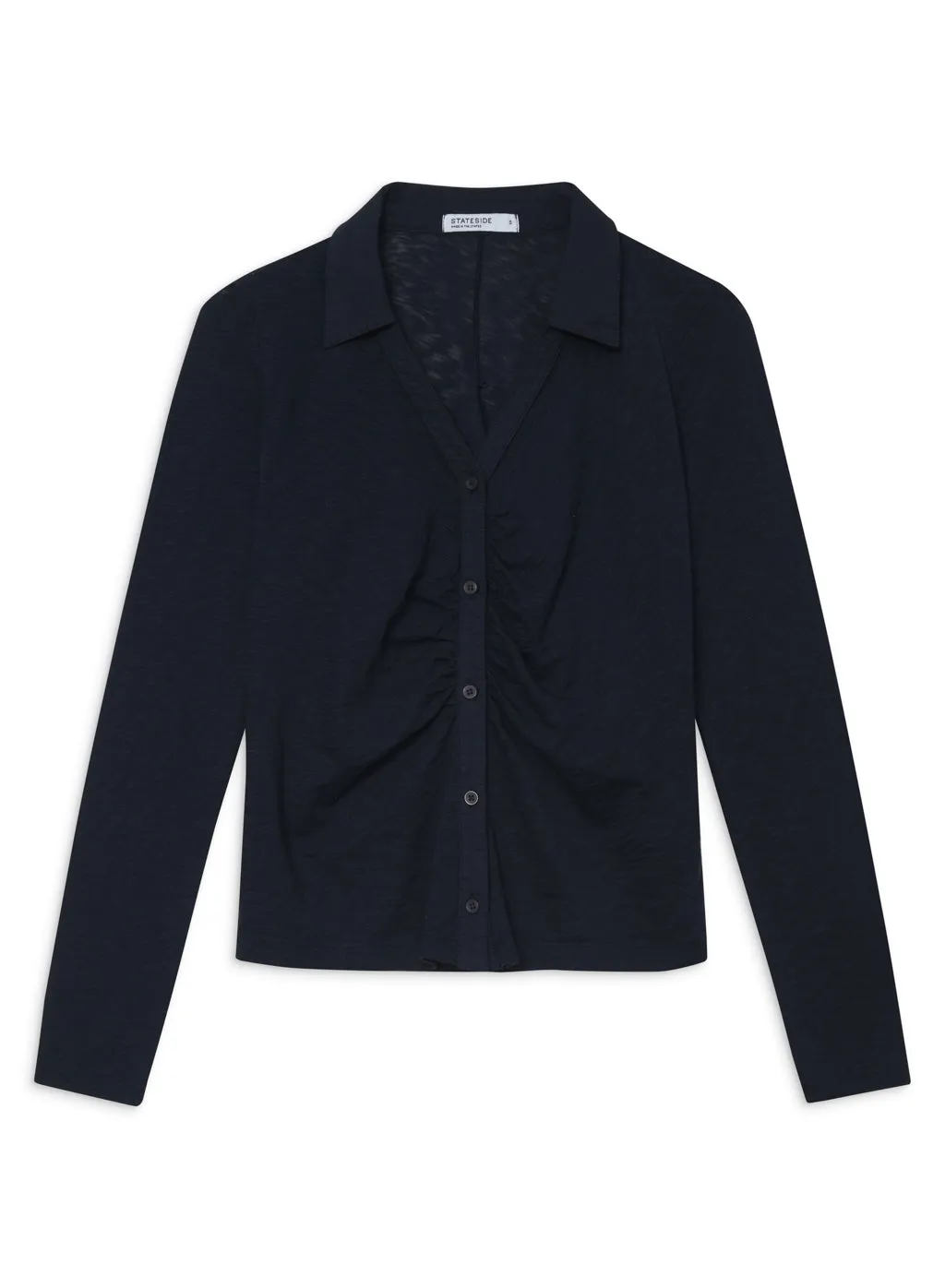 Supima Slub Ruched Front Shirt in New Navy