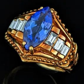 The Bottineau - GIA Certified Vintage Tanzanite Diamond 18k Yellow Gold Statement Ring