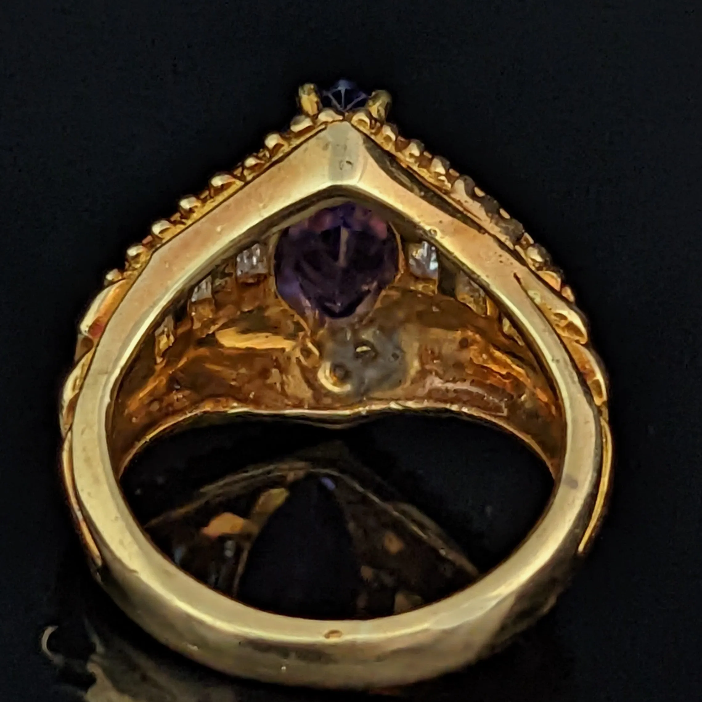 The Bottineau - GIA Certified Vintage Tanzanite Diamond 18k Yellow Gold Statement Ring