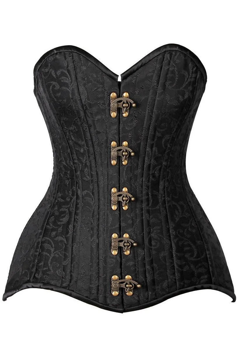 Top Drawer CURVY Black Brocade Double Steel Boned Overbust Corset