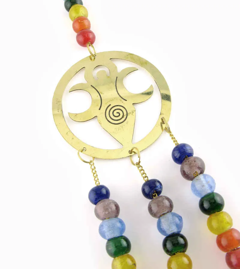 Triple Moon Goddess Wind Chime With 3 Bells