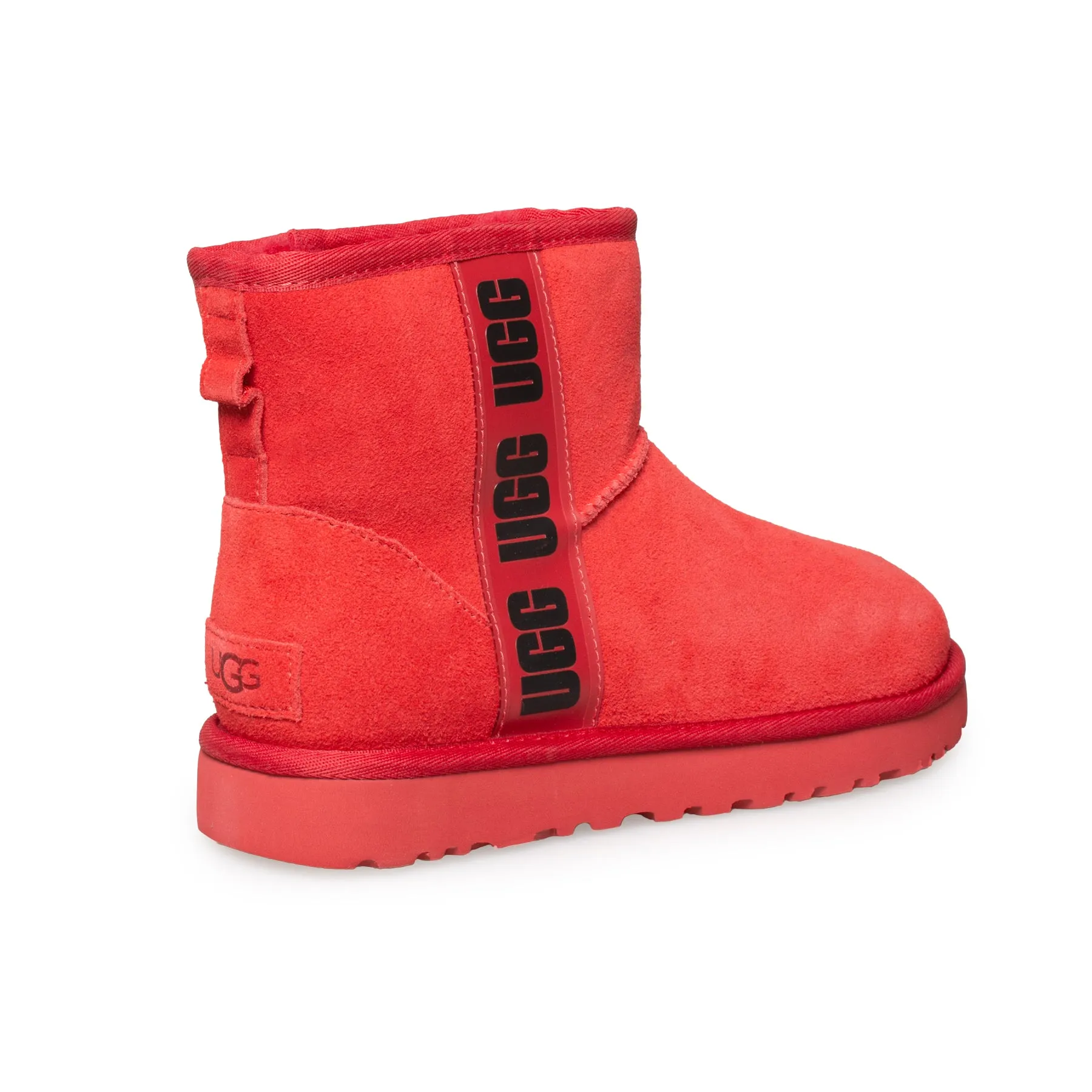 UGG Classic Mini Side Logo Samba Red Black Boots - Women's