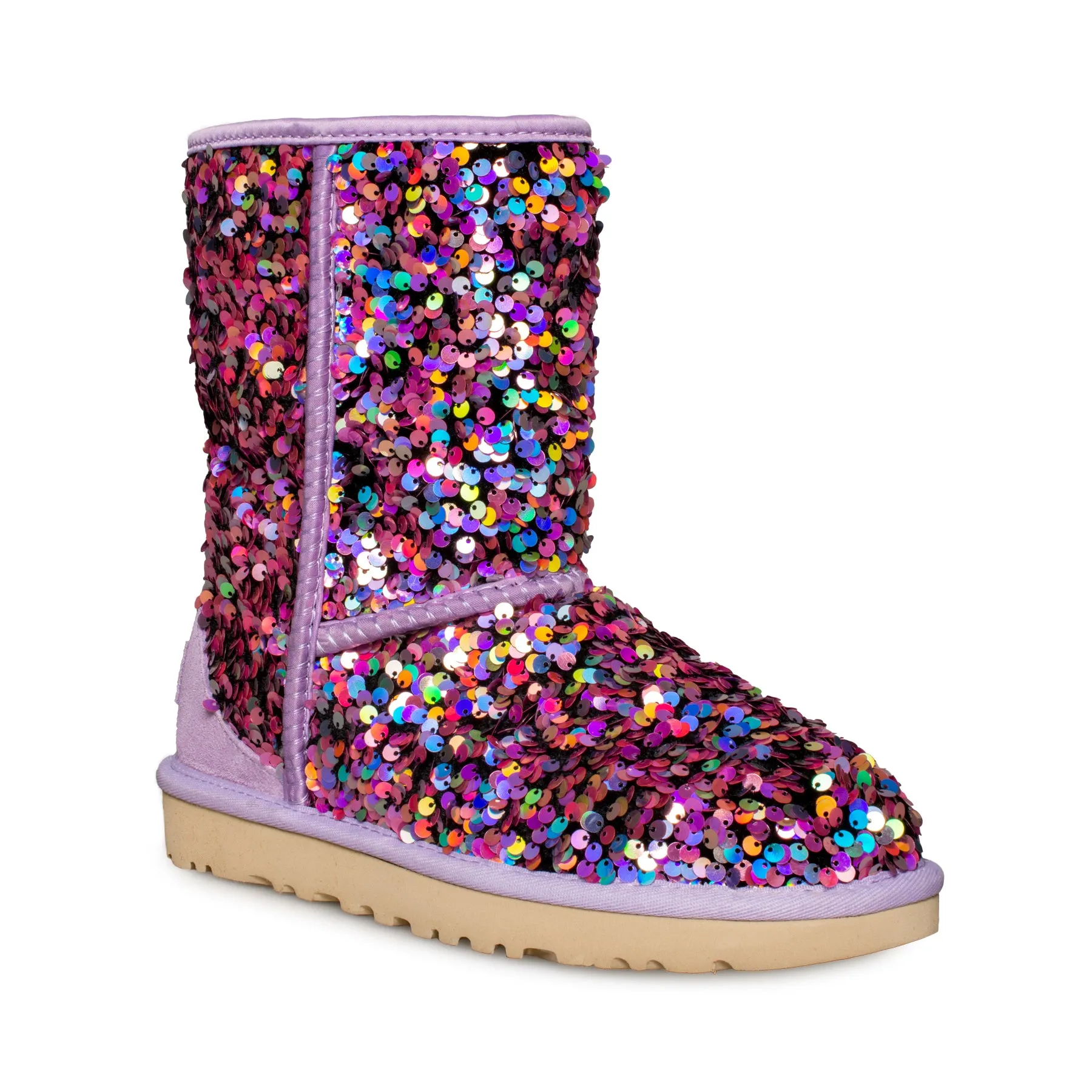 UGG Classic Short Stellar Sequin Lilac Frost Boots - Women's