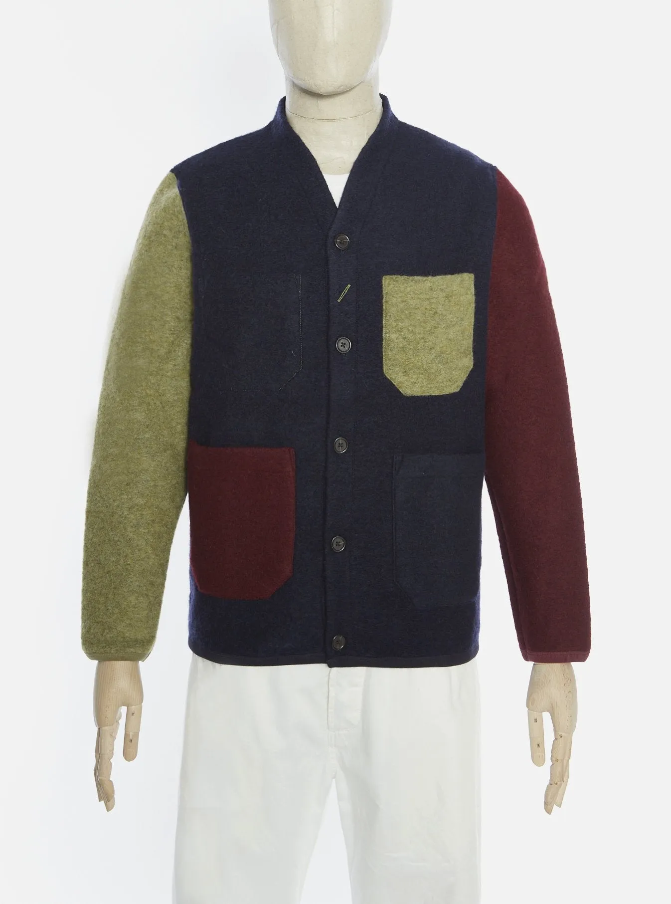 UNIVERSAL WORKS x Fresh Cardigan Wool Fleece Navy