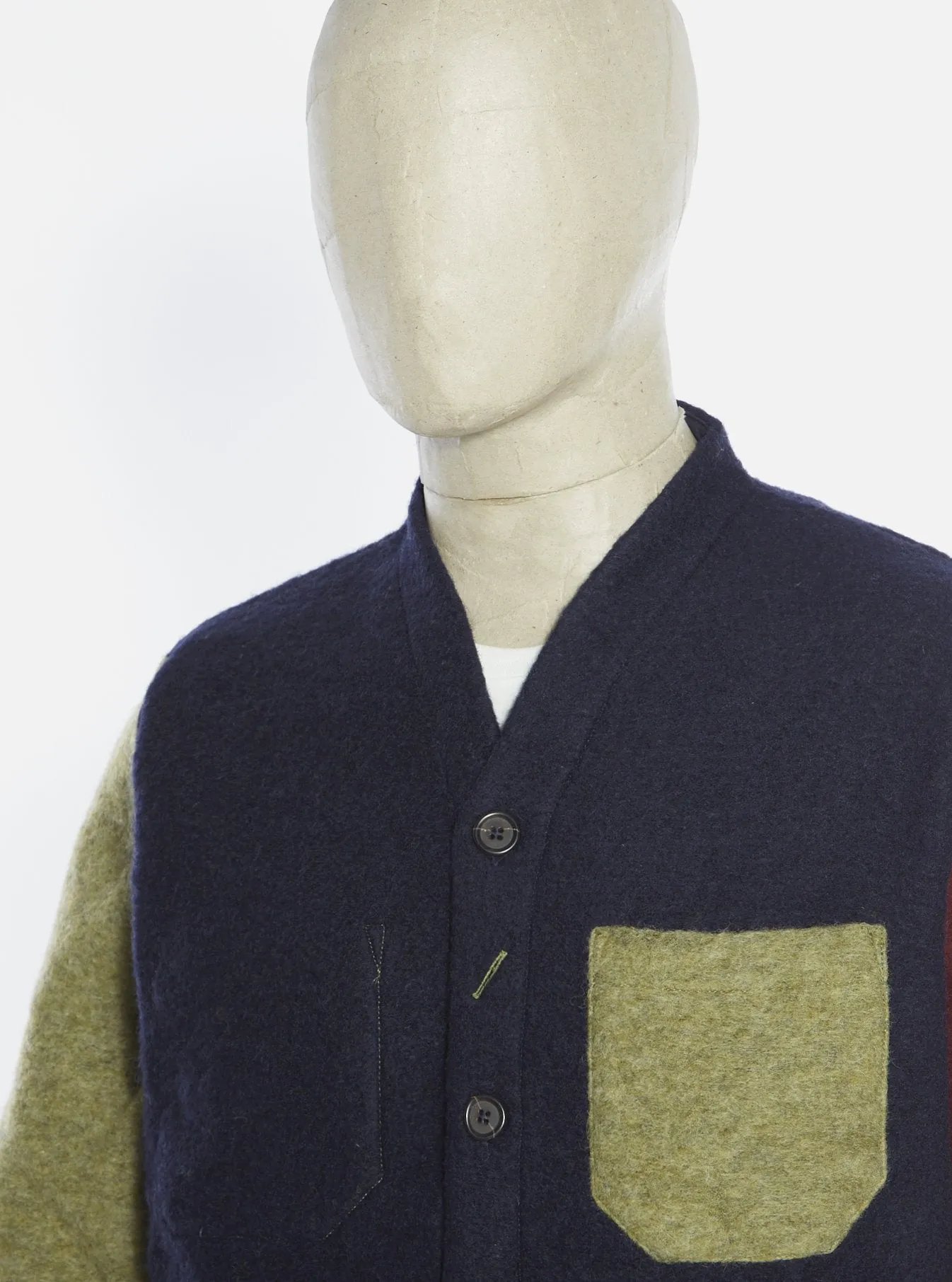 UNIVERSAL WORKS x Fresh Cardigan Wool Fleece Navy