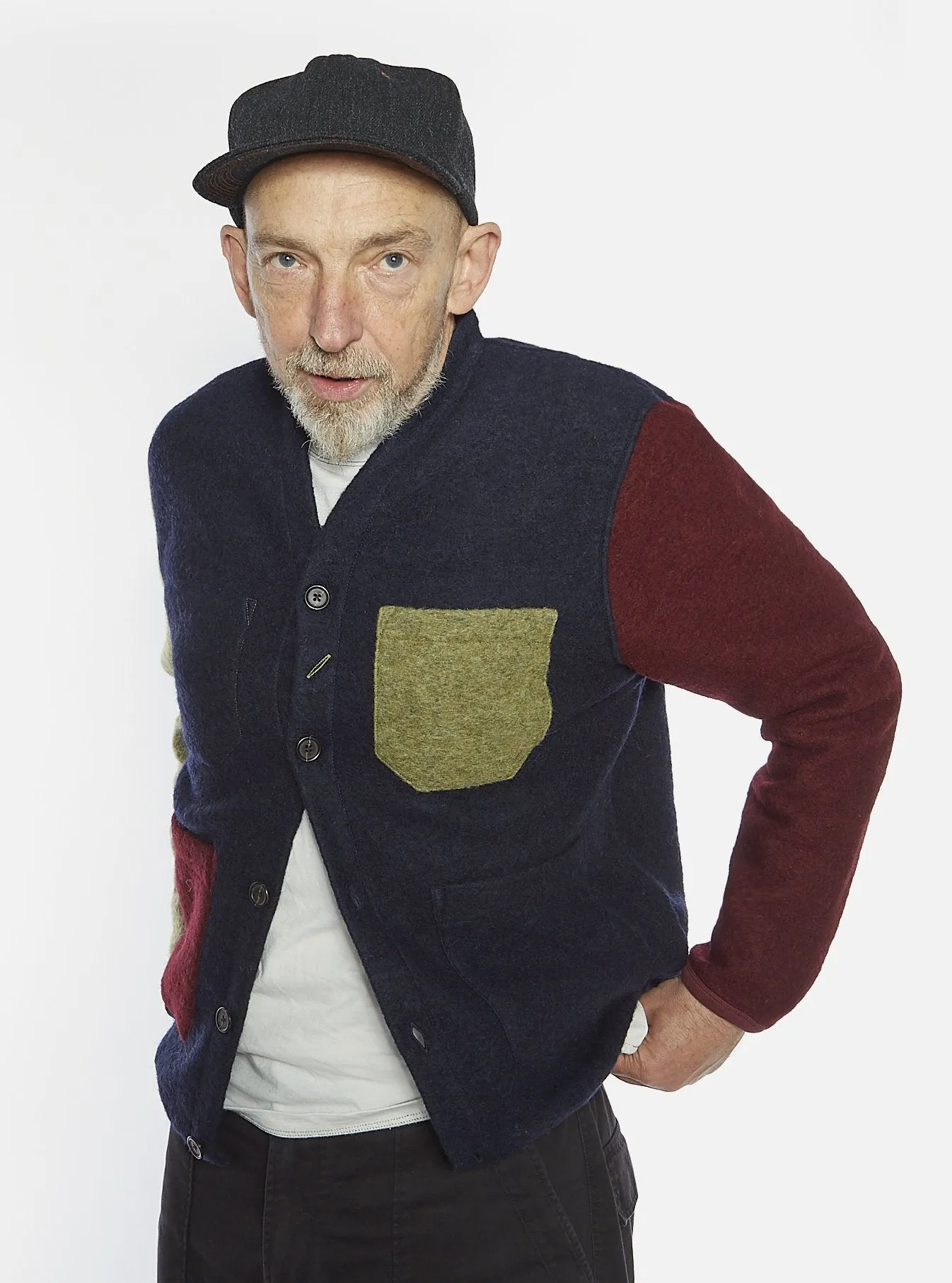 UNIVERSAL WORKS x Fresh Cardigan Wool Fleece Navy