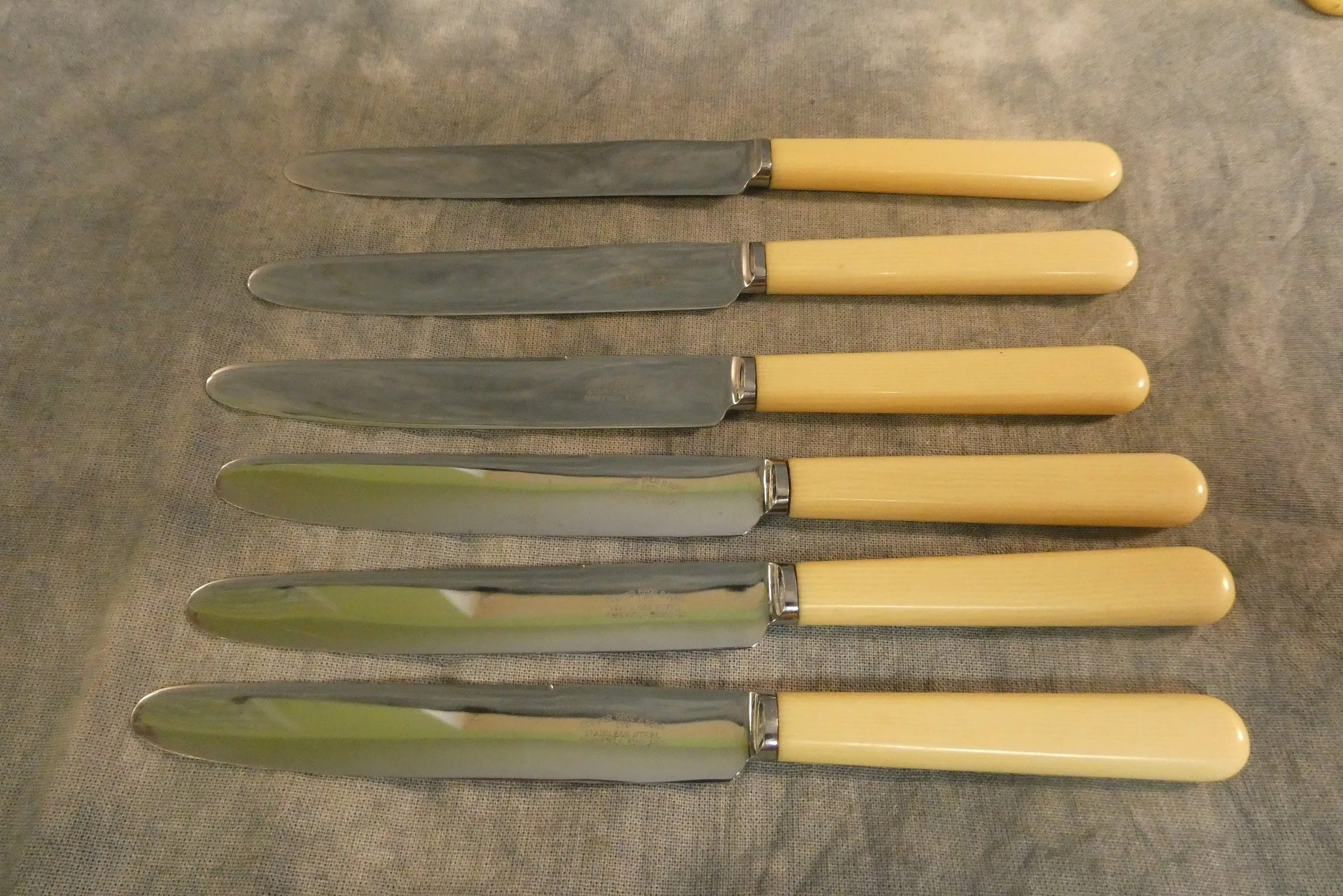 Vintage Celluloid Faux Bone Knives  - Set of 20