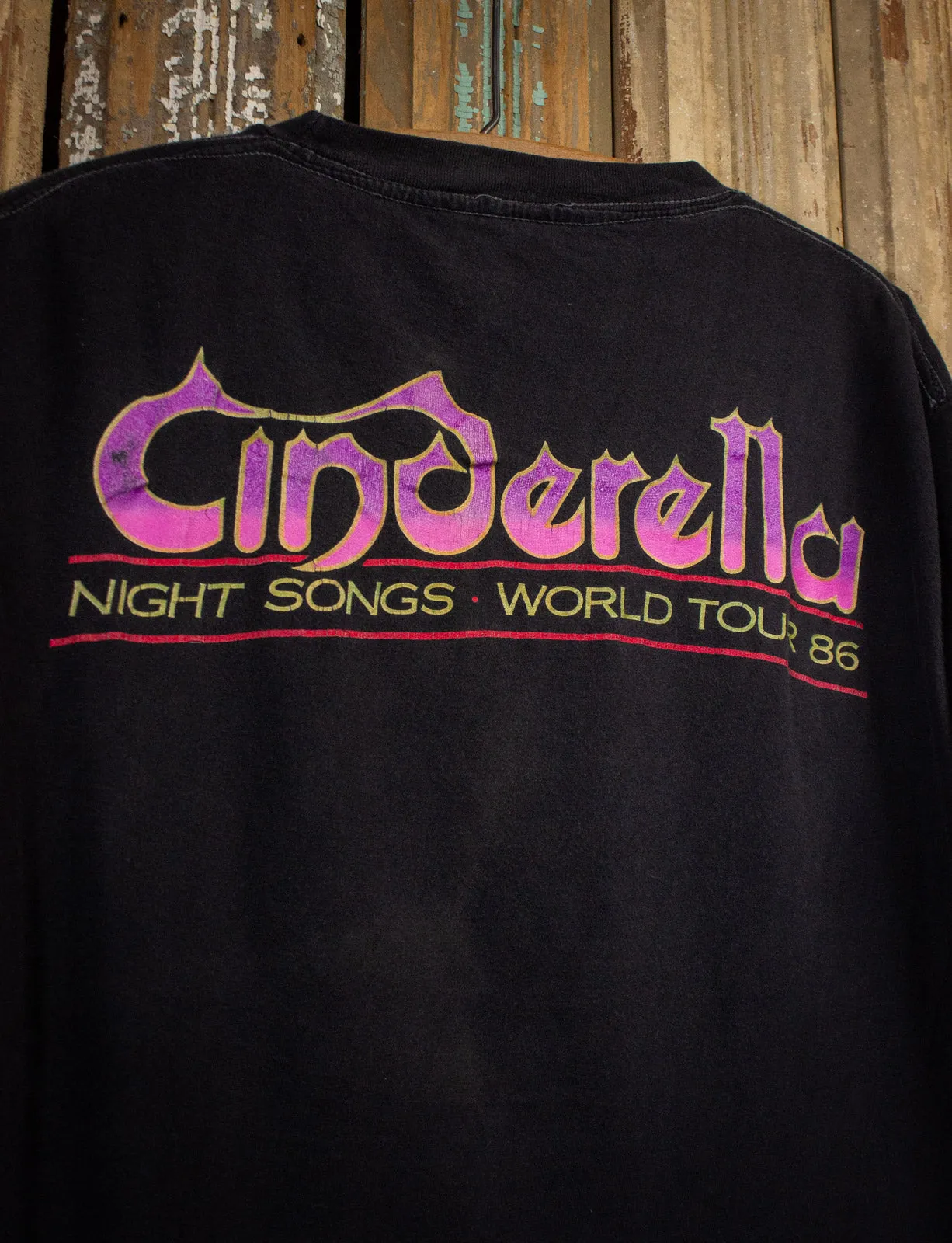 Vintage Cinderella Night Songs Concert T Shirt 1986 Black XL