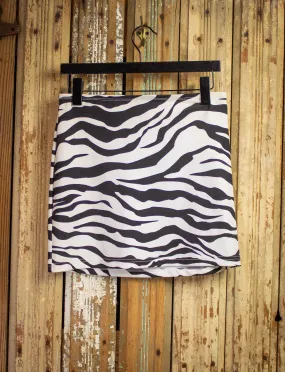 Vintage Express Zebra Print Mini Skirt 80s Small