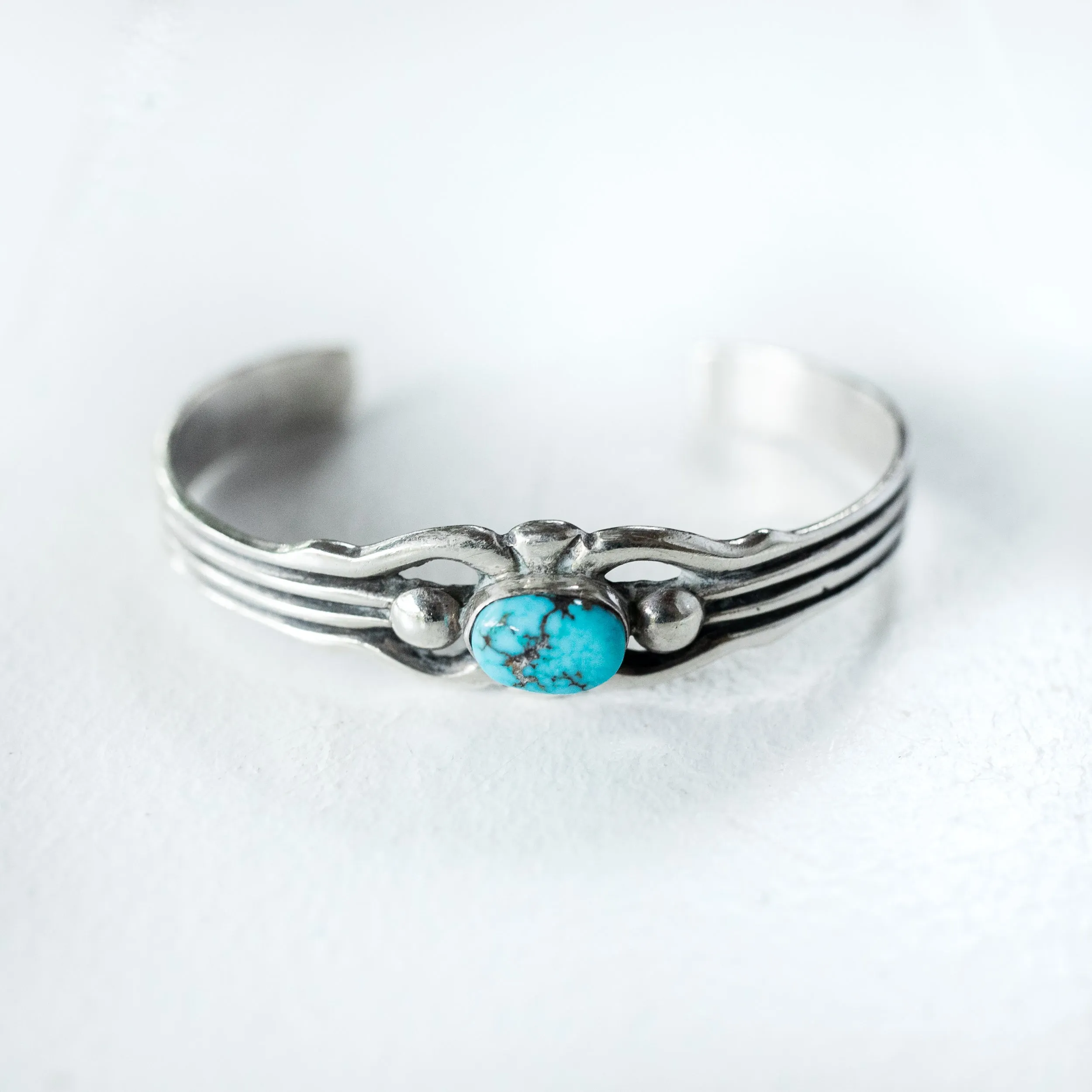 Vintage Silver Navajo Cuff with Kingman Turquoise