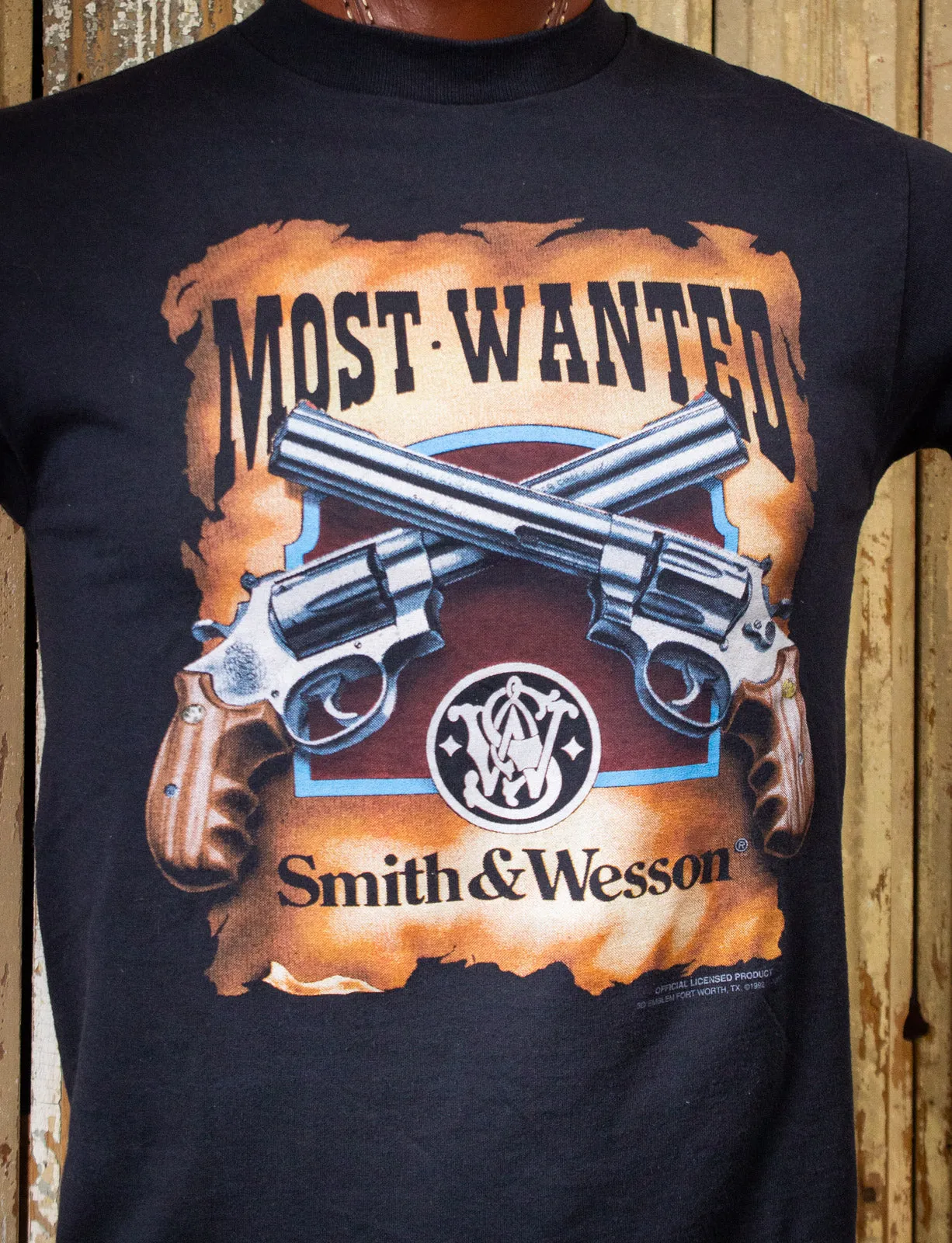 Vintage Smith & Wesson Most Wanted Graphic T Shirt 1992 Black Small