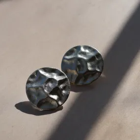 Vintage Statement Hammered Disc Clip-On Earrings