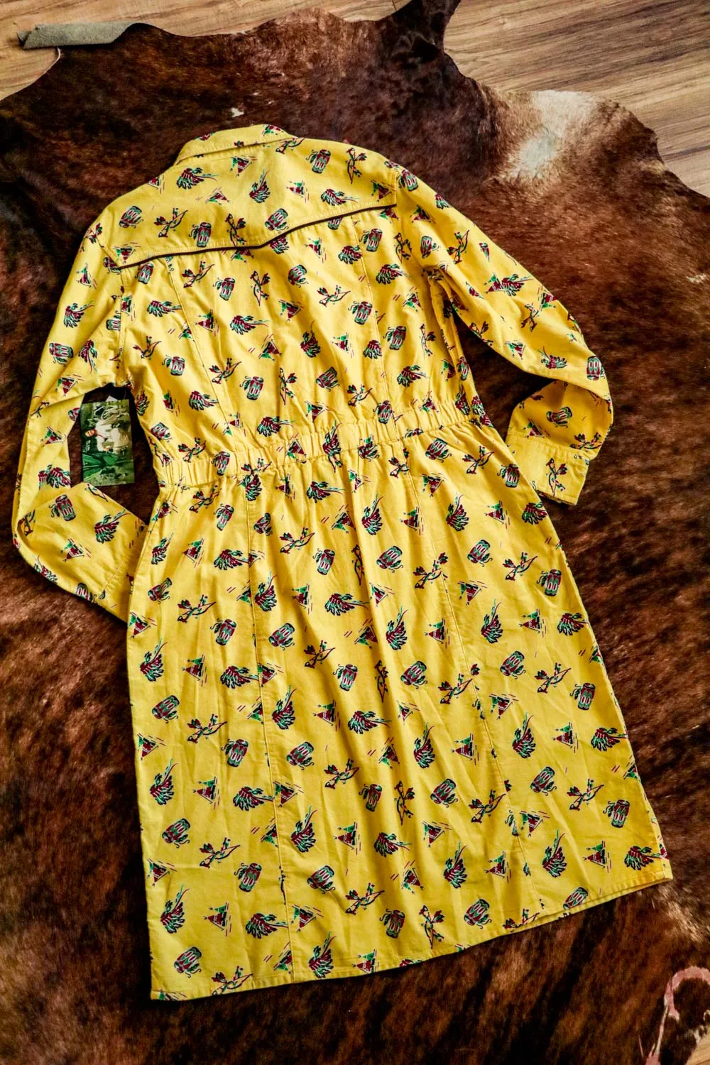 Vintage Western Yellow Corduroy Dress