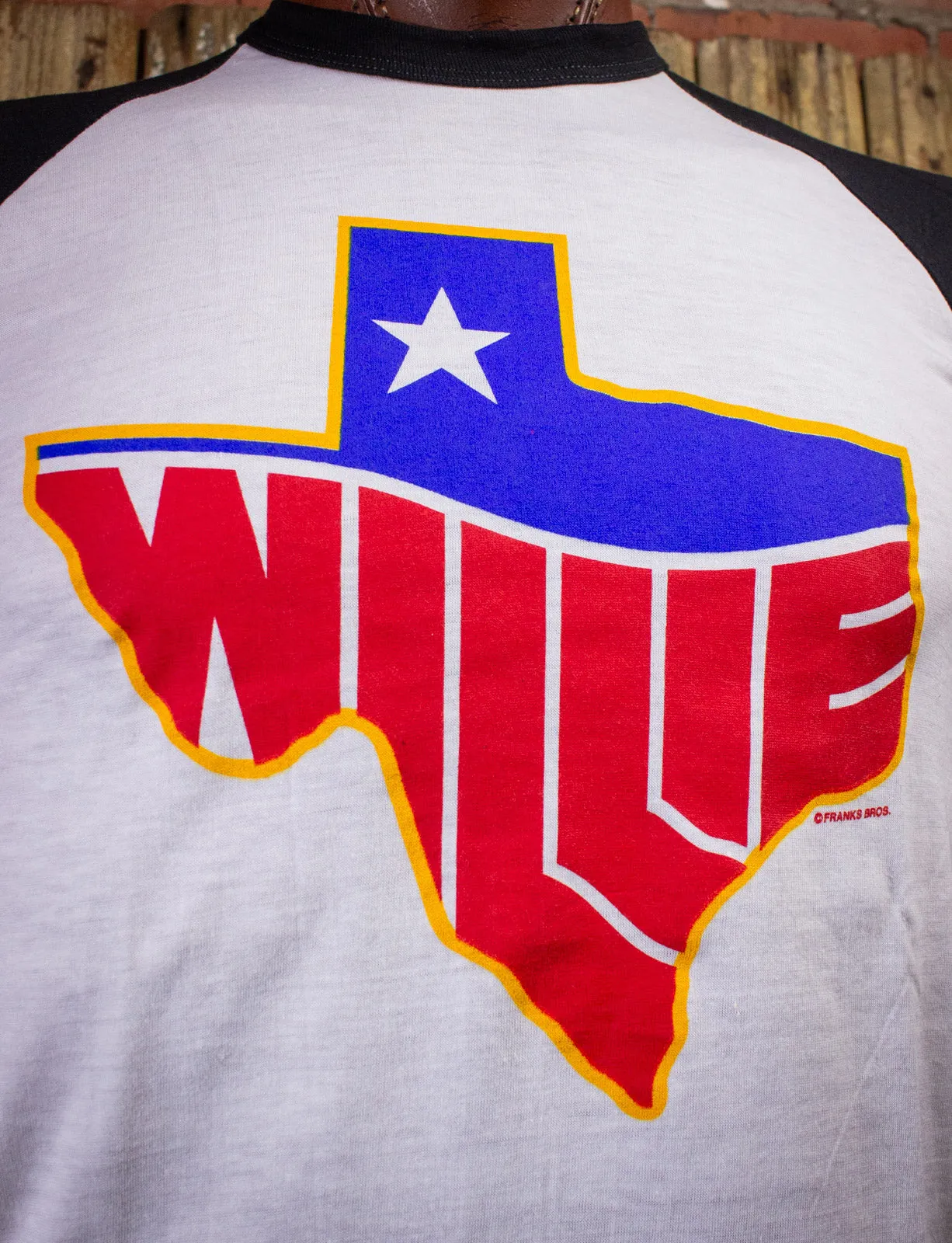 Vintage Willie Nelson Texas Raglan Concert T Shirt 80s Small