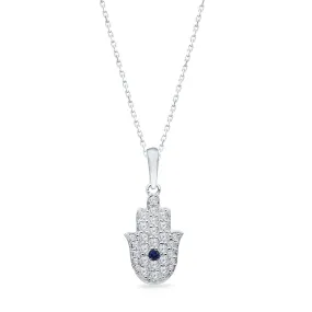 White Gold Sapphire & Diamond Hamsa Pendant