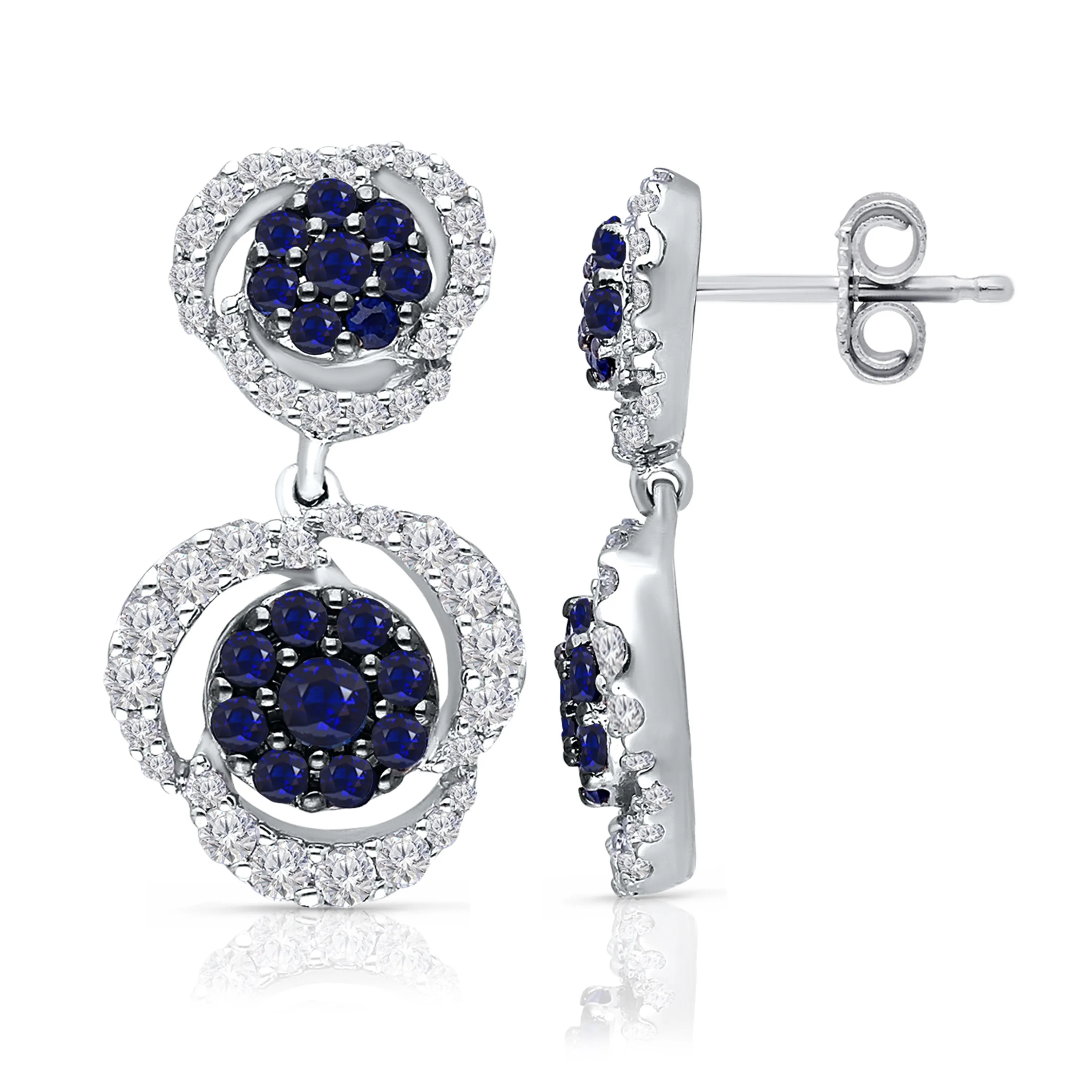 White Gold Sapphire & Diamond Infinite Earrings