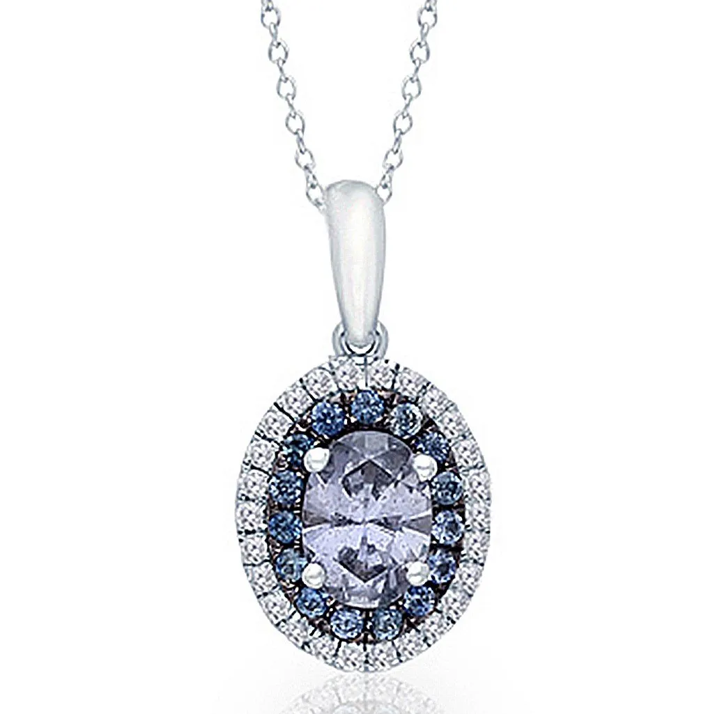 White Gold Sapphire & Diamond Infinite Pendant