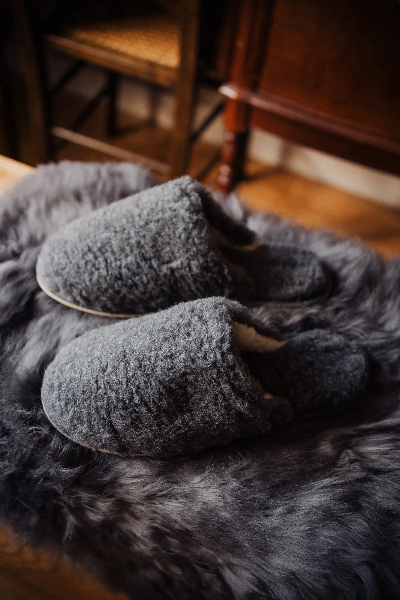 Woollen Grey Men's Slippers