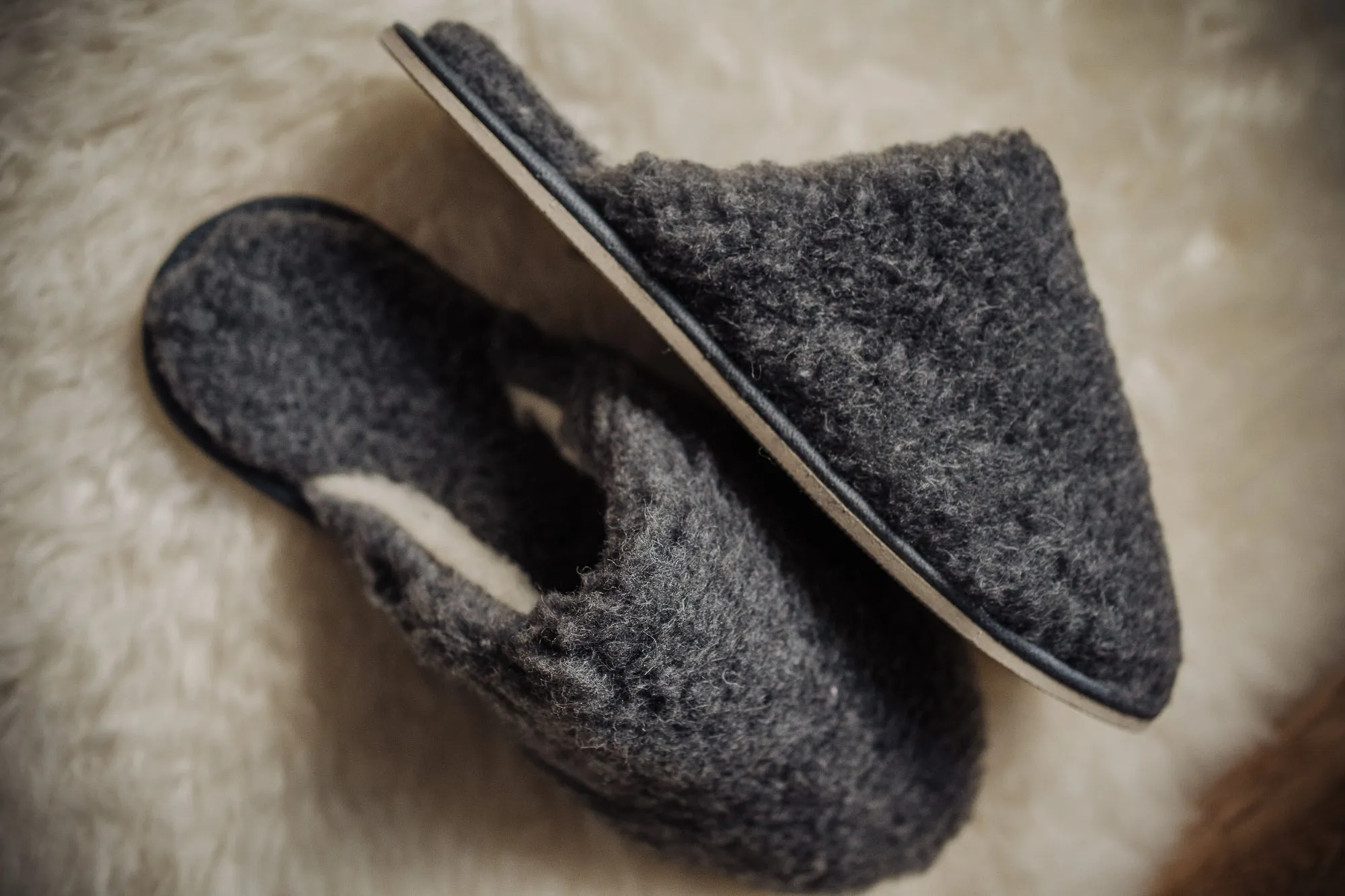 Woollen Grey Men's Slippers