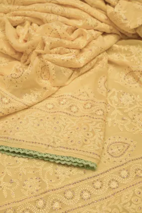 Yellow Color Designer Georgette Saree with Chikankari Embroidery Work