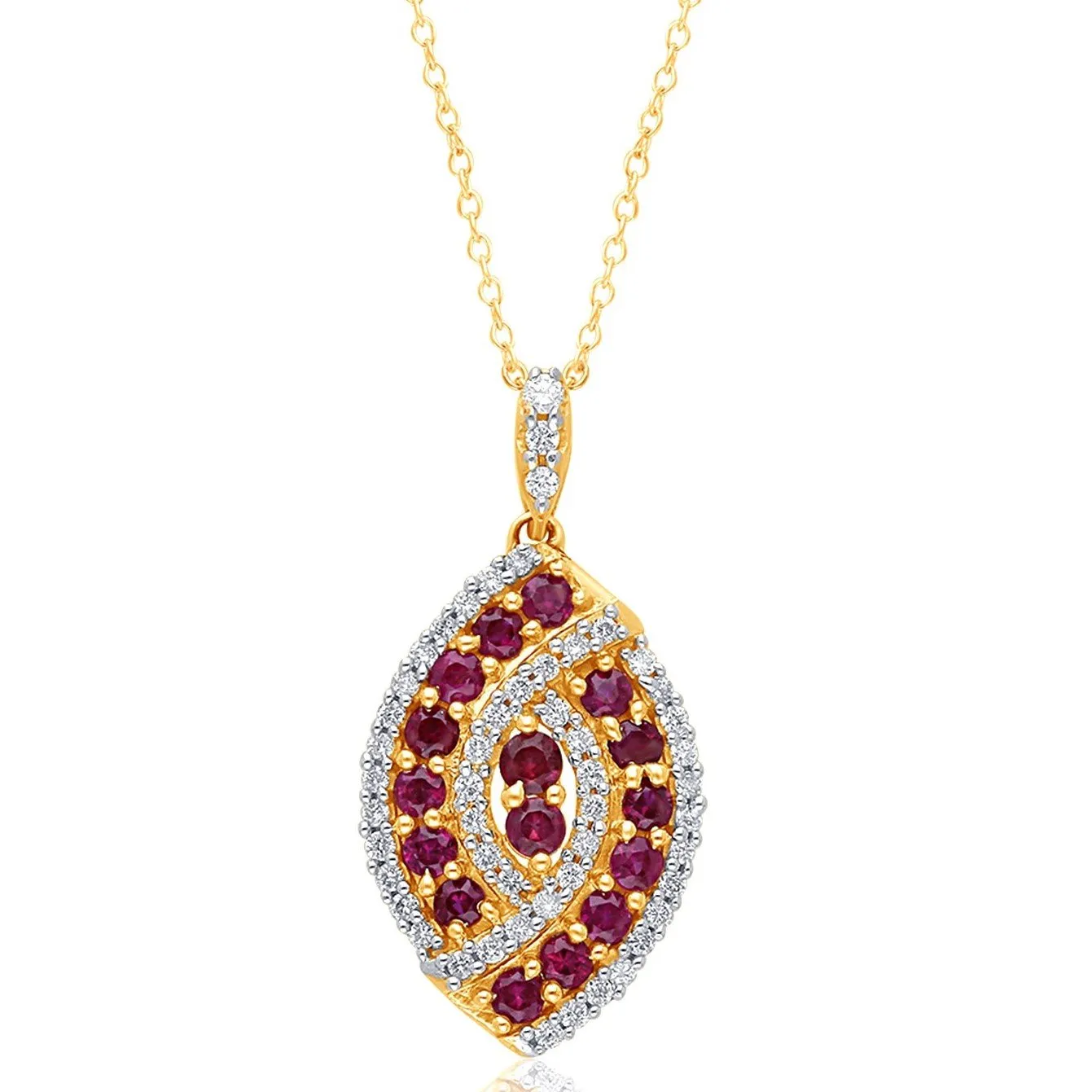 Yellow Gold Ruby & Diamond Infinite Pendant