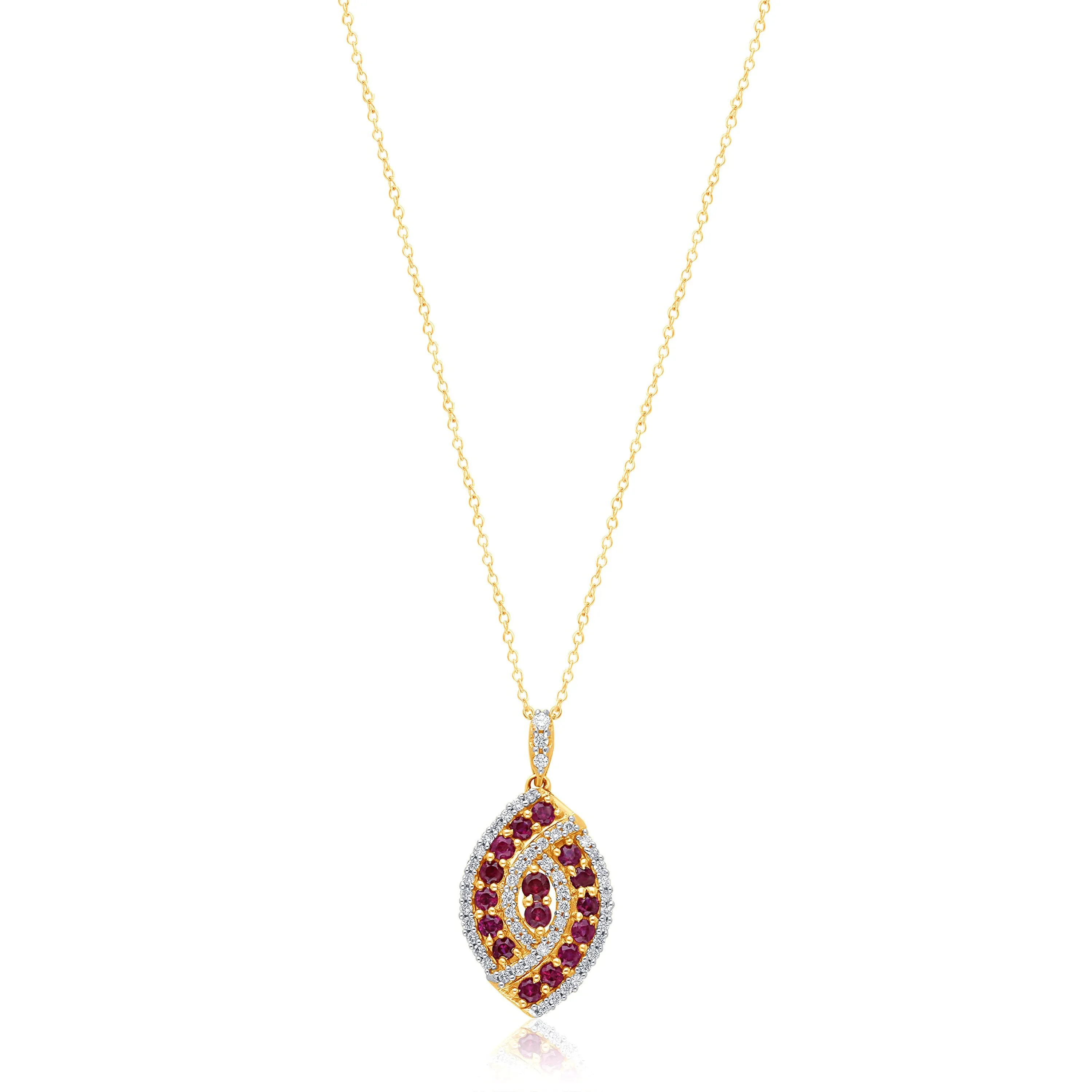 Yellow Gold Ruby & Diamond Infinite Pendant