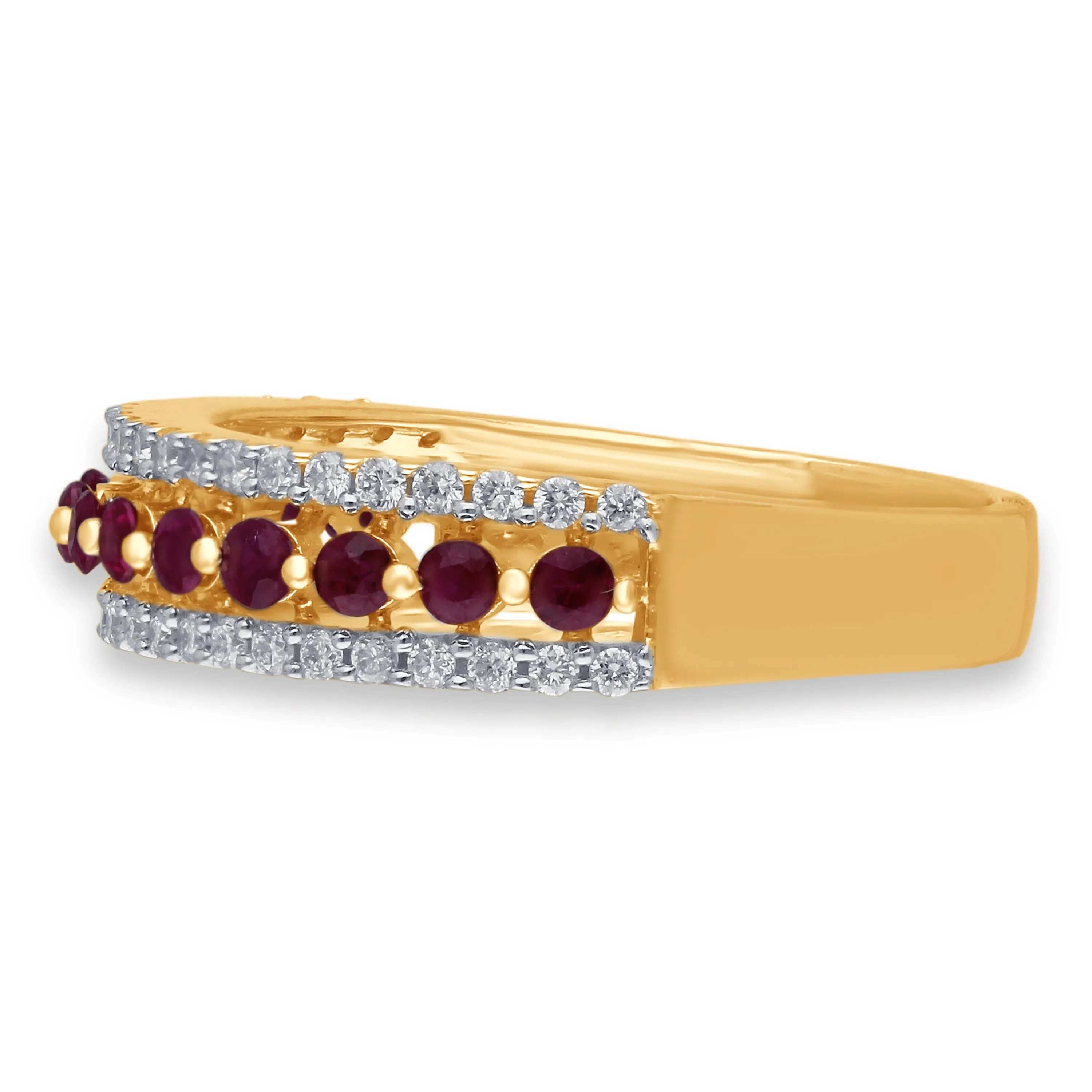 Yellow Gold Ruby & Diamond Infinite Ring