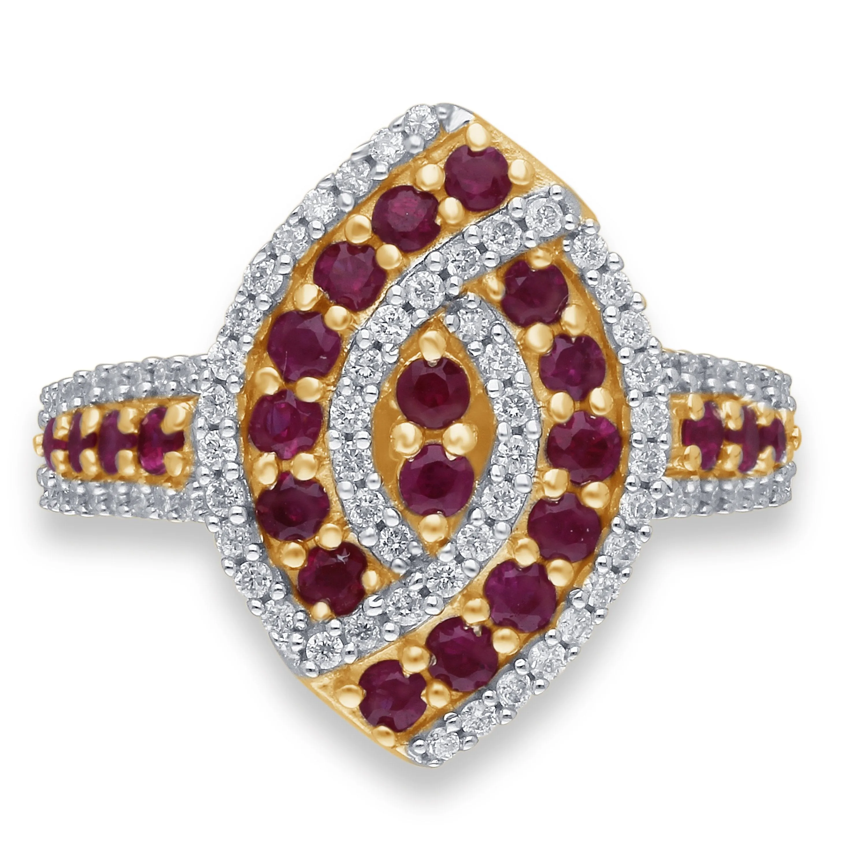 Yellow Gold Ruby & Diamond Infinite Ring