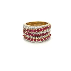 Yellow Gold Ruby & Diamond Infinite Ring