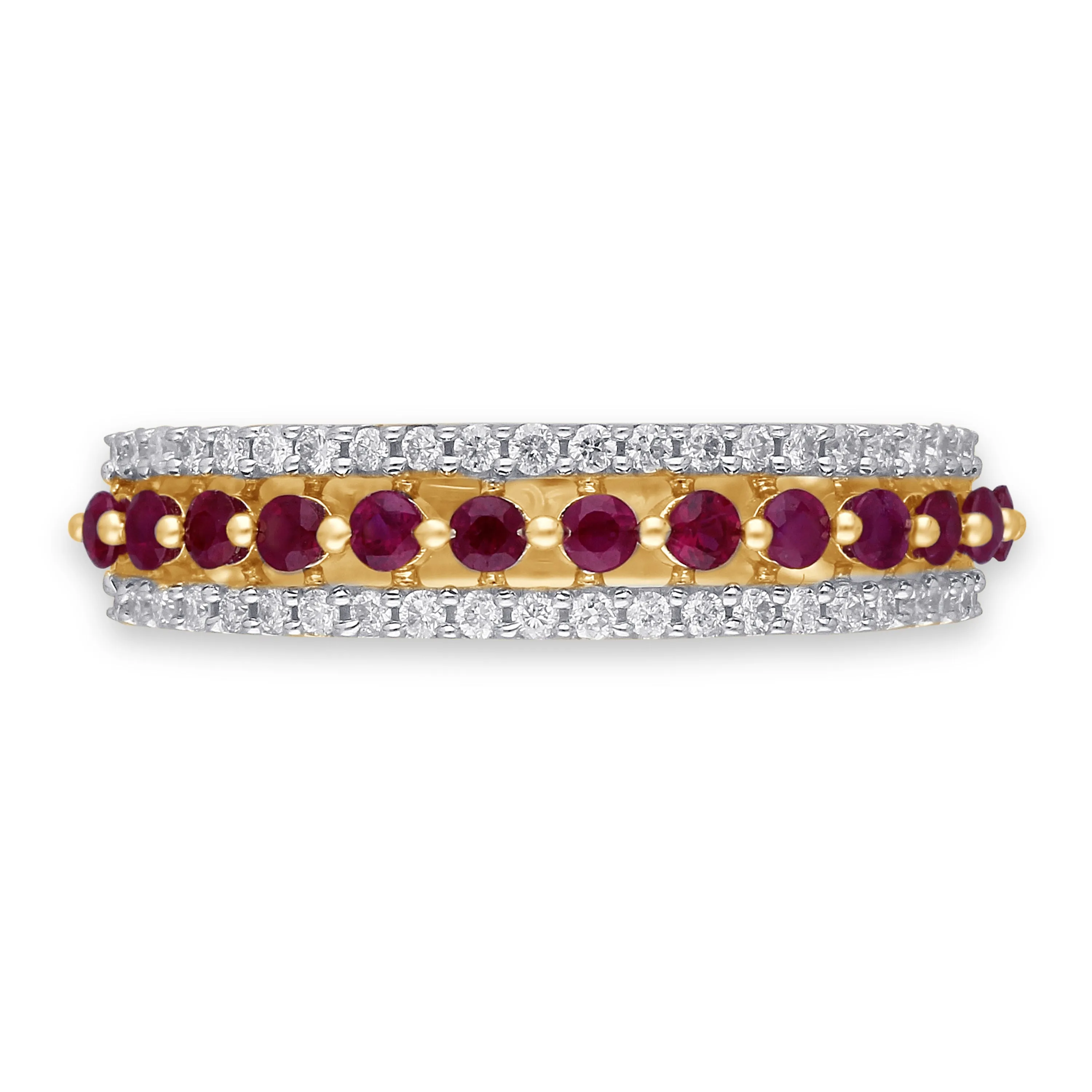 Yellow Gold Ruby & Diamond Infinite Ring